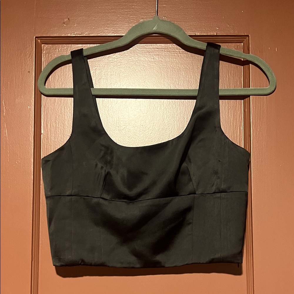 Jason Wu Black Satin Crop Top